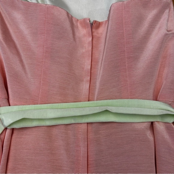 NWT Kathlin Argiro Atelier Pink Strapless Taffeta Gown with Pistachio Sash - Picture 15 of 16